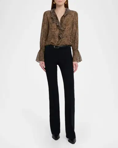 Nili Lotan Cecily Paisley Silk Ruffle Shirt | Thumbnail 2 Nili Lotan Cecily Paisley Silk Ruffle Shirt | Thumbnail 2