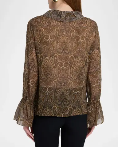 Nili Lotan Cecily Paisley Silk Ruffle Shirt | Thumbnail 3 Nili Lotan Cecily Paisley Silk Ruffle Shirt | Thumbnail 3