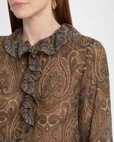 Nili Lotan Cecily Paisley Silk Ruffle Shirt | Thumbnail 5 Nili Lotan Cecily Paisley Silk Ruffle Shirt | Thumbnail 5