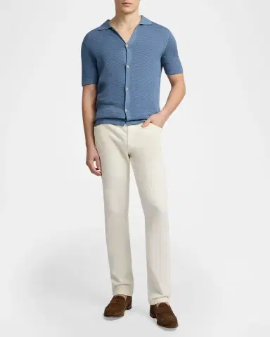 Onia Men's Cotton Drop-Needle Knit Short-Sleeve Shirt | Thumbnail 2 Onia Men's Cotton Drop-Needle Knit Short-Sleeve Shirt | Thumbnail 2