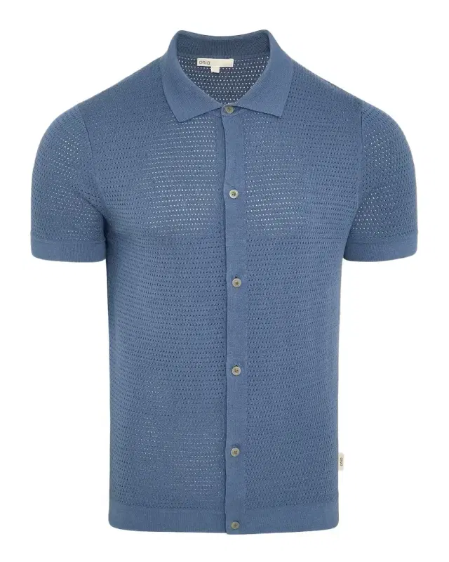 Men 's Cotton Drop-Needle Knit Short-Sleeve Shirt