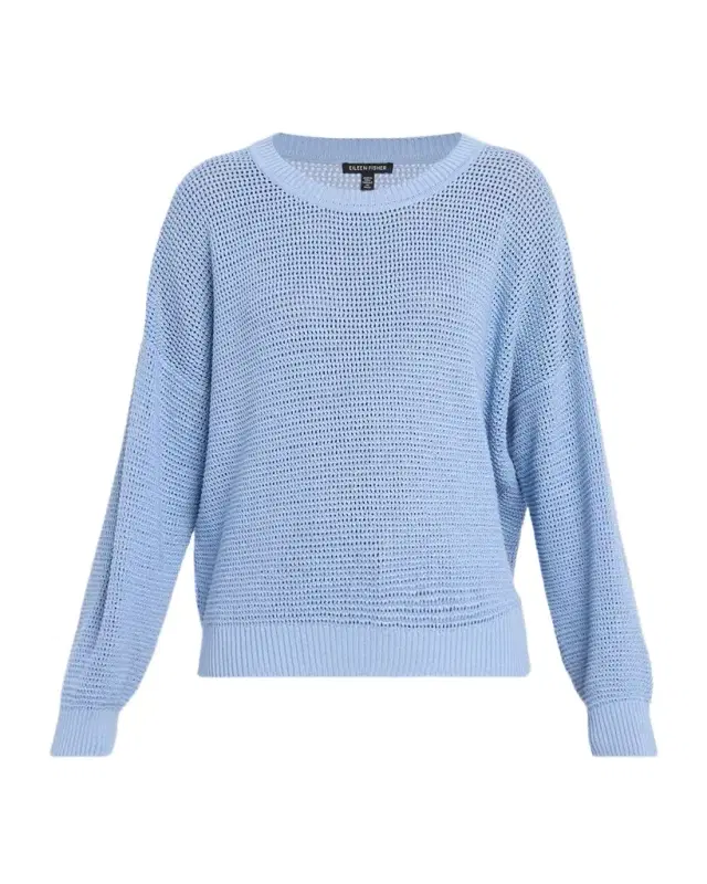 Crew-Neck Knit Mesh Sweater