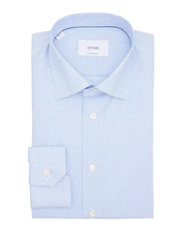 Men 's Contemporary Fit Micro-Check Signature Twill Dress Shirt