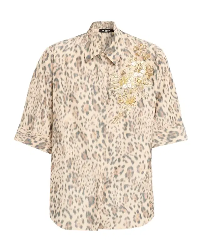 Ungaro Aimee Beaded Animal-Print Blouse
