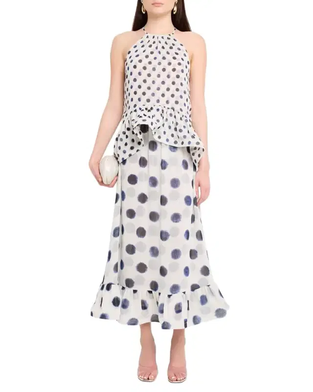 Hope Polka-Dot Chiffon Maxi Skirt