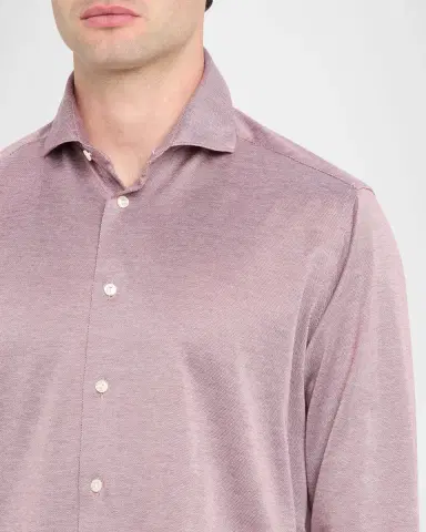 Eton Men's Contemporary Fit Filo di Scozia Knit Sport Shirt | Thumbnail 5 Eton Men's Contemporary Fit Filo di Scozia Knit Sport Shirt | Thumbnail 5
