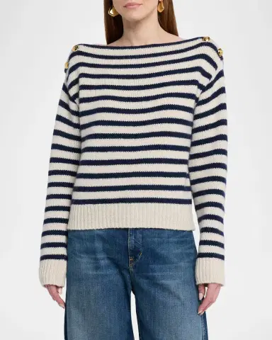 Nili Lotan Tandy Striped Cashmere Boat-Neck Sweater | Thumbnail 4
