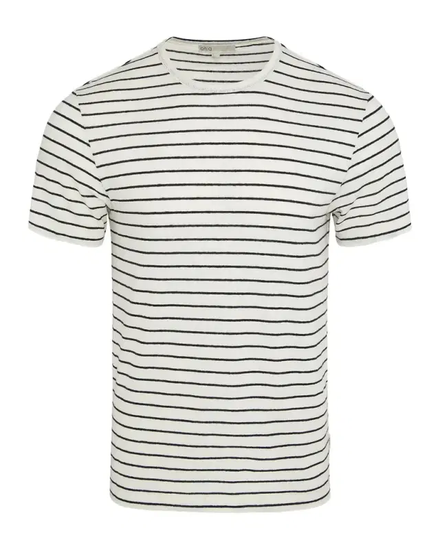 Men 's Striped Stretch Linen T-Shirt