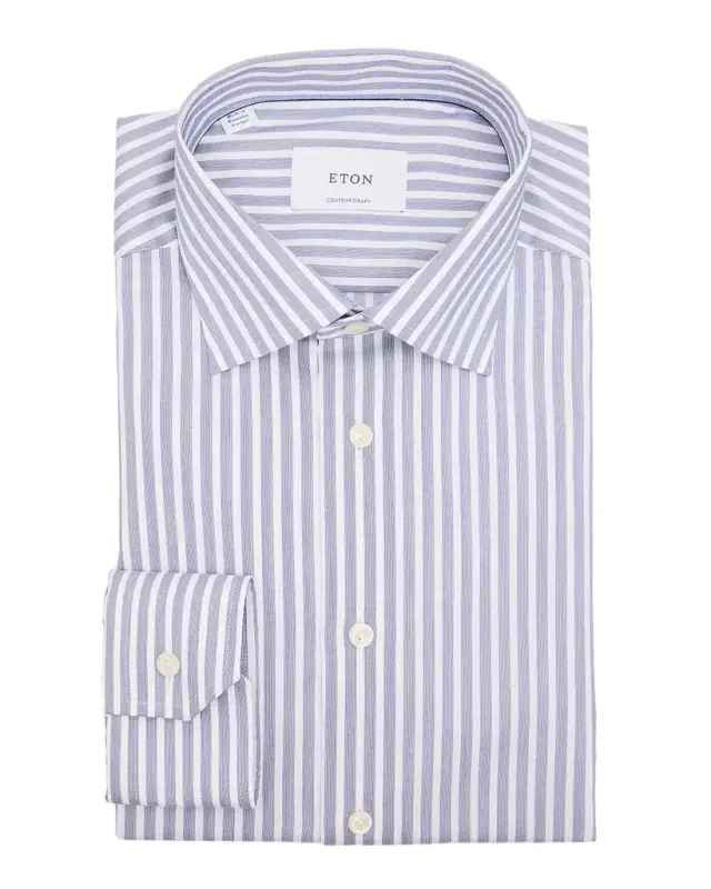 Men 's Contemporary Fit Stripe Twill Dress Shirt