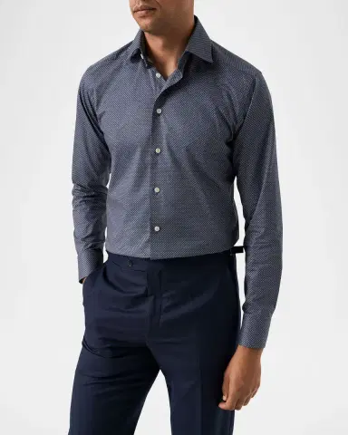 Eton Men's Contemporary Fit Geometric Twill Dress Shirt | Thumbnail 4 Eton Men's Contemporary Fit Geometric Twill Dress Shirt | Thumbnail 4