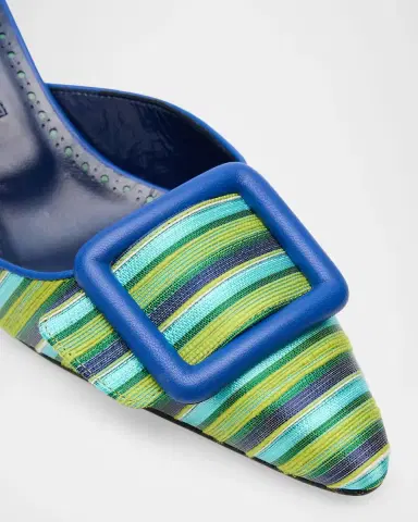 Manolo Blahnik Mayslibi 50mm Striped Mules with Buckle | Thumbnail 5