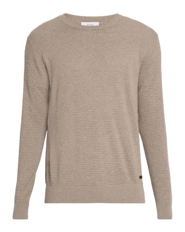 Men 's Structured Cotton Knit Crewneck Sweater