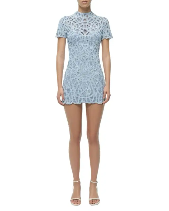 Desiree Scalloped Macrame Mini Dress