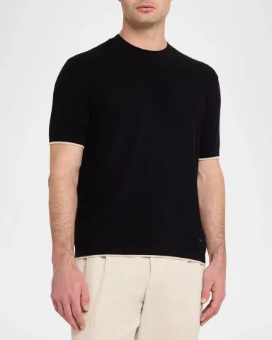 Emporio Armani Men's Tipped-Sleeve Cotton T-Shirt | Thumbnail 4