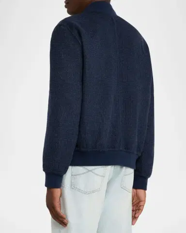 Brunello Cucinelli Men's Cashmere Prince Of Wales Snap-Front Blouson | Thumbnail 3