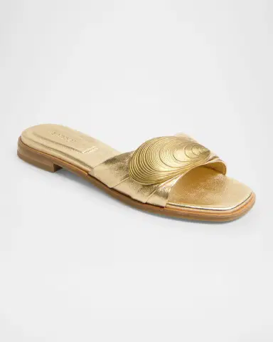 Simkhai Gigi Oyster Metallic Leather Slide Sandals | Thumbnail 2 Simkhai Gigi Oyster Metallic Leather Slide Sandals | Thumbnail 2