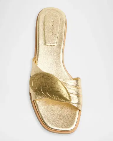 Simkhai Gigi Oyster Metallic Leather Slide Sandals | Thumbnail 3 Simkhai Gigi Oyster Metallic Leather Slide Sandals | Thumbnail 3