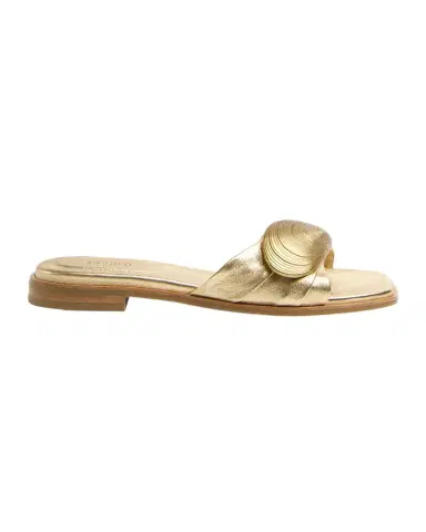 Simkhai Gigi Oyster Metallic Leather Slide Sandals | Thumbnail 1 Simkhai Gigi Oyster Metallic Leather Slide Sandals | Thumbnail 1