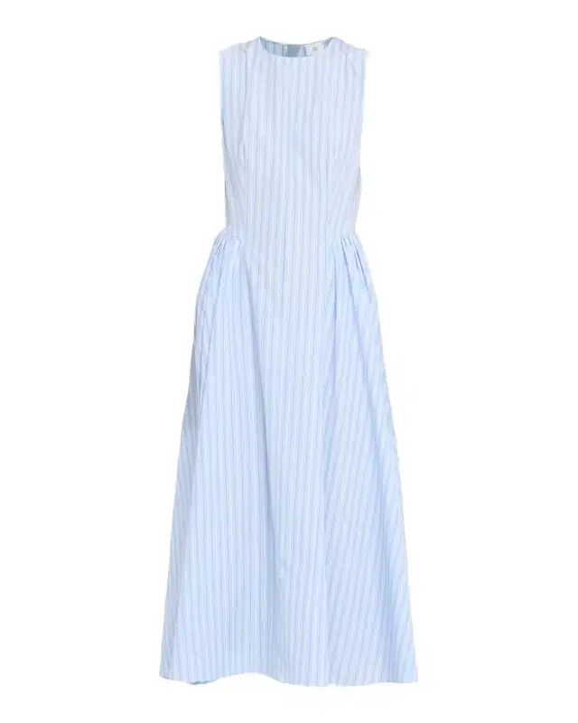 Aliena Striped Cotton Sleeveless Midi Dress