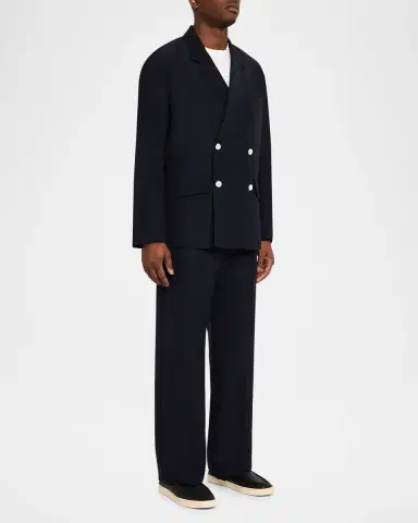 Emporio Armani Men's Oversized Linen Blend Double-Breasted Blazer | Thumbnail 2 Emporio Armani Men's Oversized Linen Blend Double-Breasted Blazer | Thumbnail 2