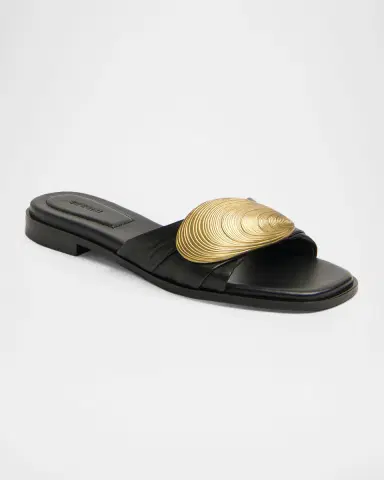 Simkhai Gigi Oyster Leather Slide Sandals | Thumbnail 2 Simkhai Gigi Oyster Leather Slide Sandals | Thumbnail 2