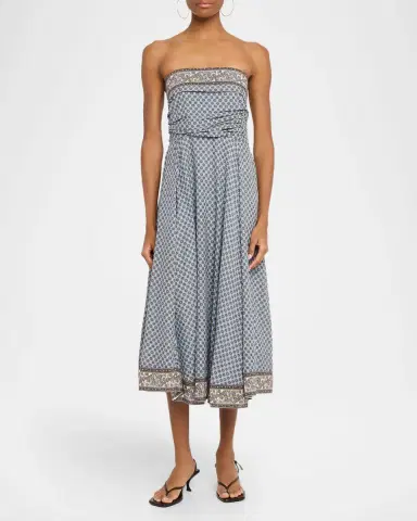 Veronica Beard Lana Smocked Scarf-Print Midi Dress | Thumbnail 2 Veronica Beard Lana Smocked Scarf-Print Midi Dress | Thumbnail 2
