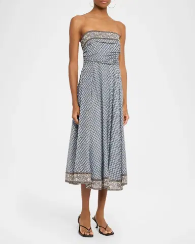 Veronica Beard Lana Smocked Scarf-Print Midi Dress | Thumbnail 4 Veronica Beard Lana Smocked Scarf-Print Midi Dress | Thumbnail 4