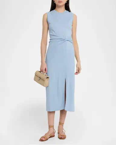 Tanya Taylor Cody Sleeveless Twist-Waist Midi Dress | Thumbnail 2 Tanya Taylor Cody Sleeveless Twist-Waist Midi Dress | Thumbnail 2