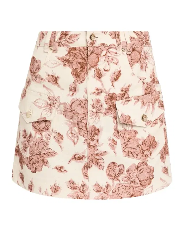 Wayne Floral Denim Miniskirt
