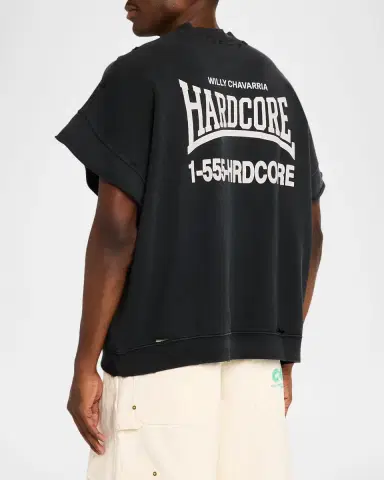 Willy Chavarria Men's Hardcore Cotton Distressed T-Shirt | Thumbnail 3 Willy Chavarria Men's Hardcore Cotton Distressed T-Shirt | Thumbnail 3