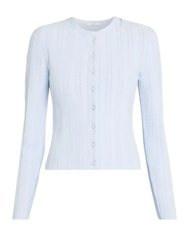 Faye Pointelle Knit Crewneck Cardigan