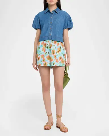 Tanya Taylor Fallon Floral Cotton Shorts | Thumbnail 2 Tanya Taylor Fallon Floral Cotton Shorts | Thumbnail 2