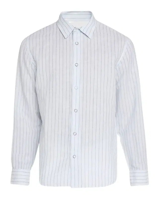 Men 's Linen and Cotton Hairline Sport Shirt