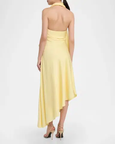 Simkhai Monica High-Low Satin Halter Midi Dress | Thumbnail 3