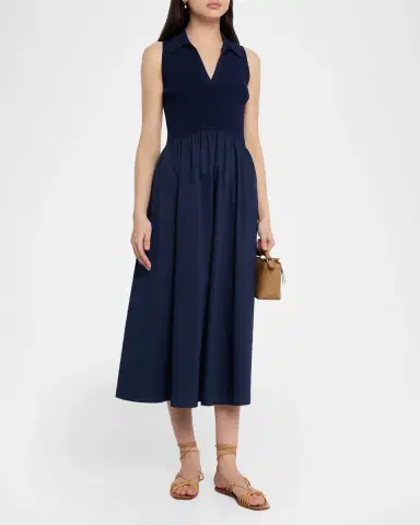 Tanya Taylor Bess Mixed-Media Midi Dress | Thumbnail 4 Tanya Taylor Bess Mixed-Media Midi Dress | Thumbnail 4