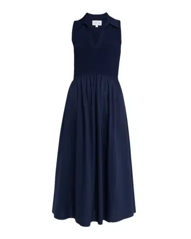 Tanya Taylor Bess Mixed-Media Midi Dress | Thumbnail 1 Tanya Taylor Bess Mixed-Media Midi Dress | Thumbnail 1