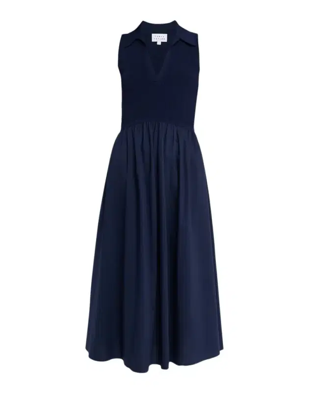 Bess Mixed-Media Midi Dress