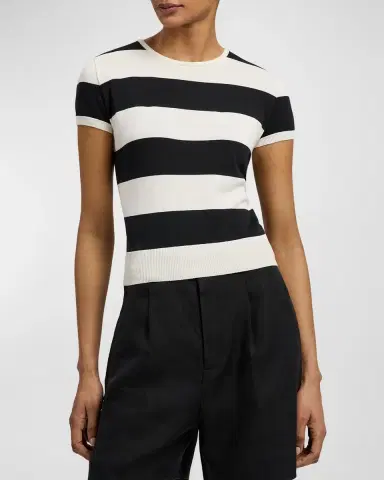Ralph Lauren Collection Striped Cotton-Silk Short-Sleeve Sweater | Thumbnail 4 Ralph Lauren Collection Striped Cotton-Silk Short-Sleeve Sweater | Thumbnail 4