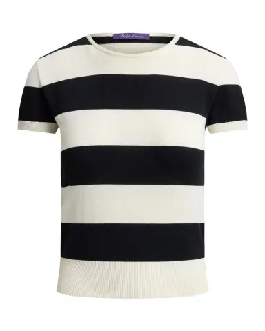 Ralph Lauren Collection Striped Cotton-Silk Short-Sleeve Sweater | Thumbnail 1 Ralph Lauren Collection Striped Cotton-Silk Short-Sleeve Sweater | Thumbnail 1