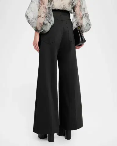 Maison Common Cotton Stretch Crepe Wide-Leg Trousers | Thumbnail 2 Maison Common Cotton Stretch Crepe Wide-Leg Trousers | Thumbnail 2