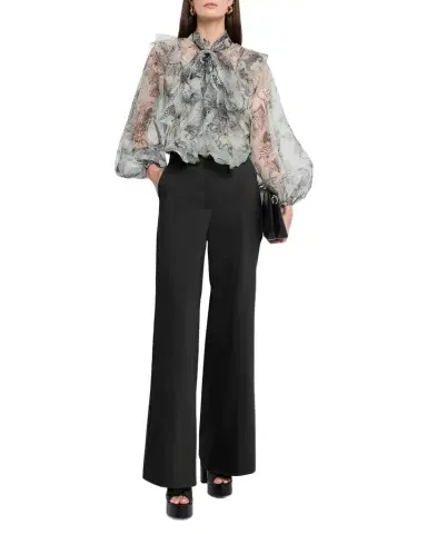 Maison Common Cotton Stretch Crepe Wide-Leg Trousers | Thumbnail 1 Maison Common Cotton Stretch Crepe Wide-Leg Trousers | Thumbnail 1