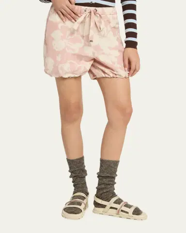 Moncler Floral-Print Drawstring Shorts | Thumbnail 4
