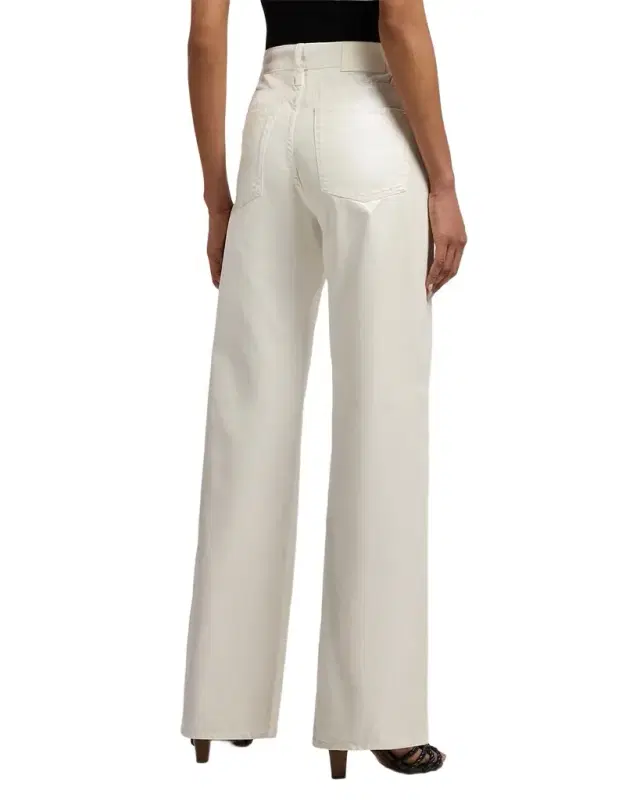 Coated Cotton Denim Wide-Leg Jeans