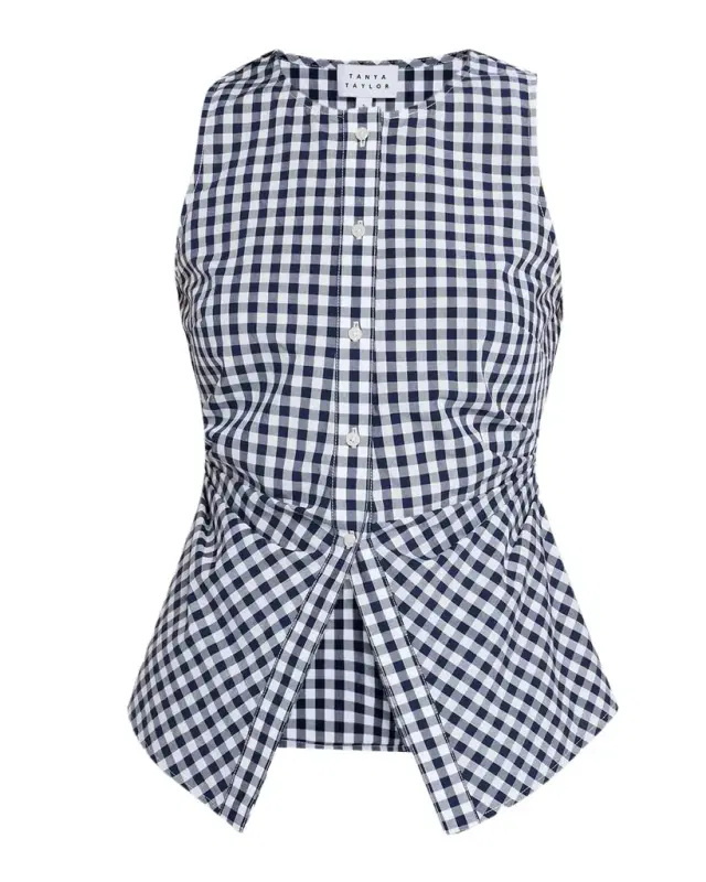 Oscar Gingham Button-Front Top