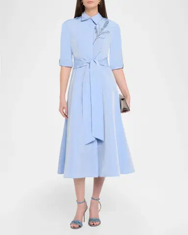 Rickie Freeman for Teri Jon Floral Beaded Taffeta Midi Shirtdress | Thumbnail 2 Rickie Freeman for Teri Jon Floral Beaded Taffeta Midi Shirtdress | Thumbnail 2