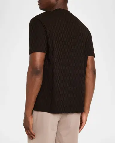 Emporio Armani Men's Cotton Jacquard Eagle Logo Crewneck T-Shirt | Thumbnail 3