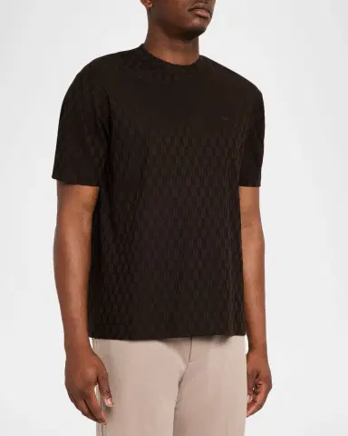 Emporio Armani Men's Cotton Jacquard Eagle Logo Crewneck T-Shirt | Thumbnail 4