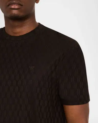 Emporio Armani Men's Cotton Jacquard Eagle Logo Crewneck T-Shirt | Thumbnail 5