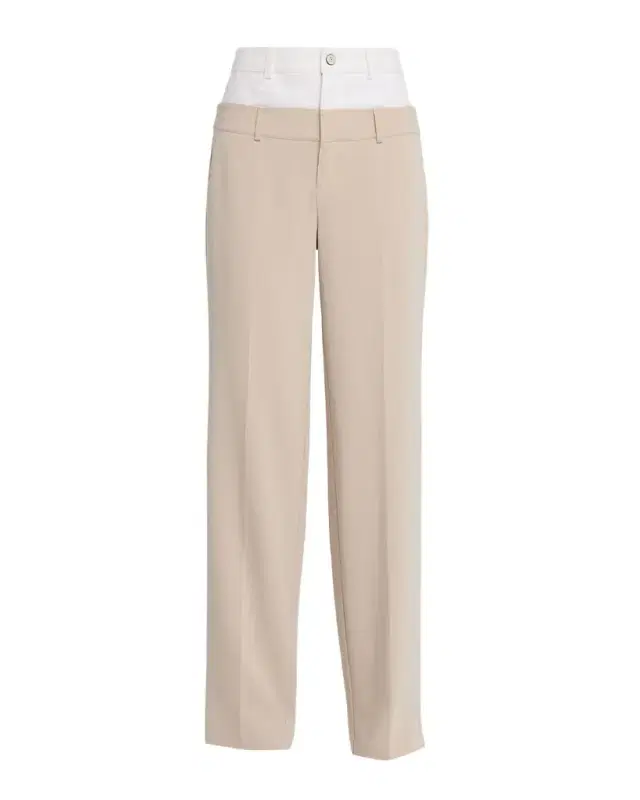 Dionne Mixed Media Straight-Leg Pants