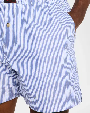 Willy Chavarria Men's Willy Woven Label Stripe Pull-On Shorts | Thumbnail 5 Willy Chavarria Men's Willy Woven Label Stripe Pull-On Shorts | Thumbnail 5